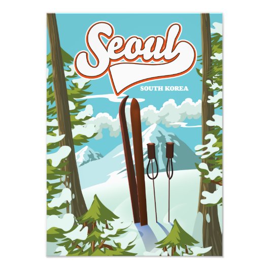 Seoul Zuid-Korea ski reisposter Foto Afdruk (Voorkant)