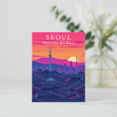 Seoul Zuid-Korea Skyline Bold Sunset Cityscape Briefkaart (Staand voorkant)