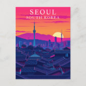 Seoul Zuid-Korea Skyline Bold Sunset Cityscape Briefkaart (Voorkant)