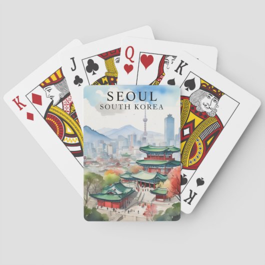 Seoul Zuid-Korea Speelkaarten Vintage (Achterkant)