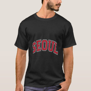 Seoul Zuid-Korea Varsity Stijl Rode Tekst T-shirt