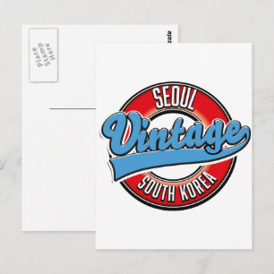 Seoul Zuid-Korea vintage logo Briefkaart
