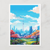 Seoul Zuid-Korea vintage reisillustratie Briefkaart (Voorkant)