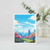 Seoul Zuid-Korea vintage reisillustratie Briefkaart (Staand voorkant)