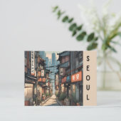 Seoul Zuid-korea vintage reisstadsgezicht Briefkaart (Staand voorkant)