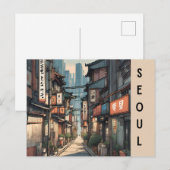 Seoul Zuid-korea vintage reisstadsgezicht Briefkaart (Voorkant / Achterkant)