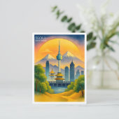 Seoul Zuid-Korea Waterverf Skyline Feestdagenkaart (Staand voorkant)