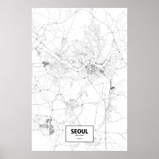 Seoul, Zuid-Korea (zwart op wit) Poster (Voorkant)