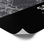 Seoul Zuid-Korea Zwart Stadsplattegrond Poster (Hoek)