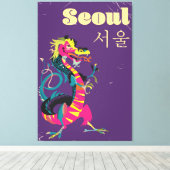 Seoul Zuid-Koreaanse reisposter Canvas Afdruk (Insitu (Houten vloer))