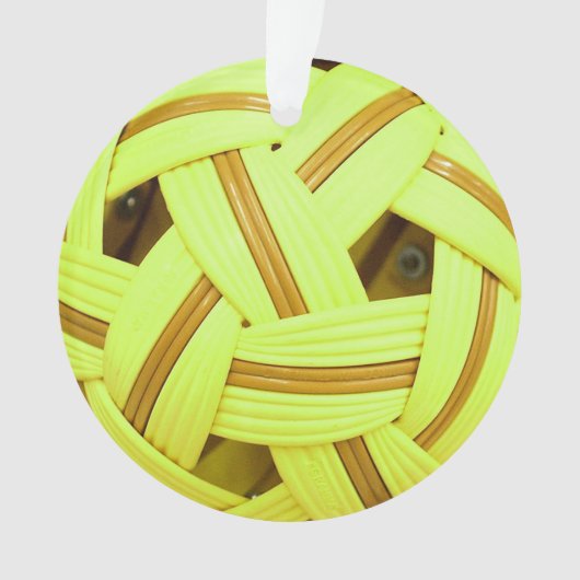Sepak Takraw ball Yellow Sports Ornament (voorkant)