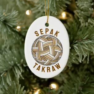 Sepak Takraw Gevlochten Bal Keramisch Ornament