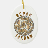 Sepak Takraw Gevlochten Bal Keramisch Ornament (Achterkant)