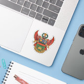 Sepak Takraw - heraldiek stijl logo Sticker (Laptop met iPhone)