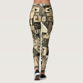 Sepia Abstract Geometric Folk Art Quilt Leggings (Achterkant)