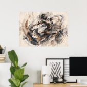 Sepia Abstract Paard Beweging Poster (Thuiskantoor)