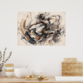 Sepia Abstract Paard Beweging Poster (Keuken)