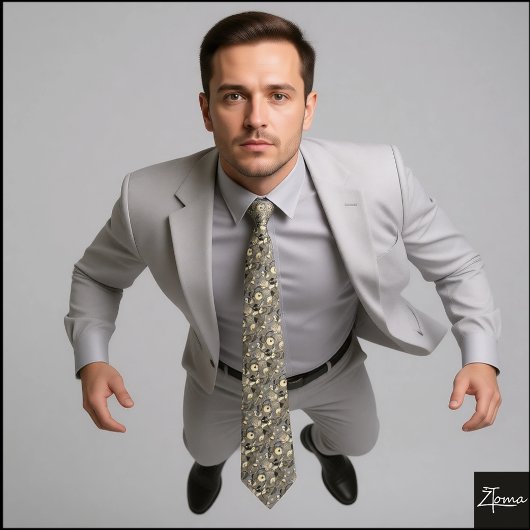 Sepia Abstract Pattern Dense Organic Shapes Stropdas