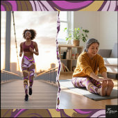 Sepia Abstract Pebble Bean Repeating Pattern Leggings