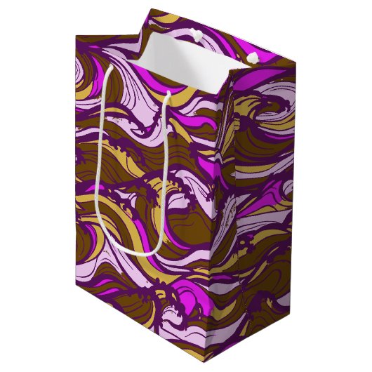 Sepia Abstract Pebble Bean Repeating Pattern Medium Cadeauzakje (Voorkant Gekanteld)