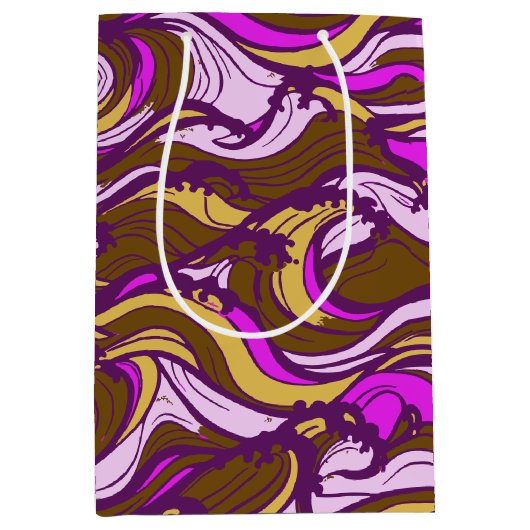 Sepia Abstract Pebble Bean Repeating Pattern Medium Cadeauzakje (Voorkant)