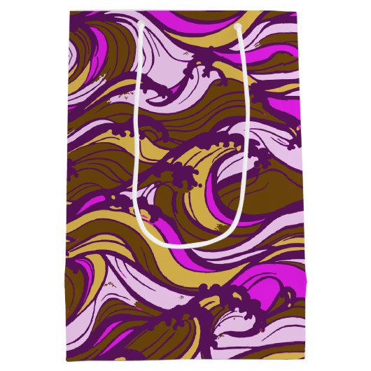 Sepia Abstract Pebble Bean Repeating Pattern Medium Cadeauzakje (Achterkant)