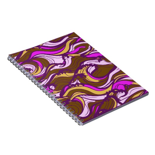 Sepia Abstract Pebble Bean Repeating Pattern Notitieboek (Rechterzijde)