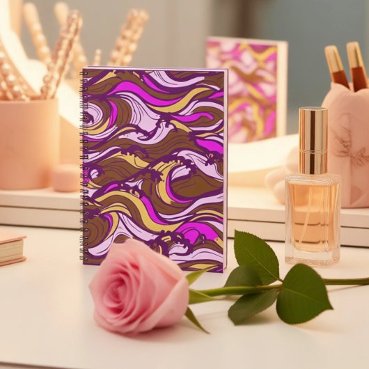 Sepia Abstract Pebble Bean Repeating Pattern Notitieboek