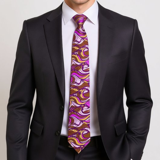 Sepia Abstract Pebble Bean Repeating Pattern Stropdas