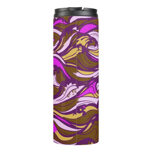 Sepia Abstract Pebble Bean Repeating Pattern Thermosbeker (Achterkant)