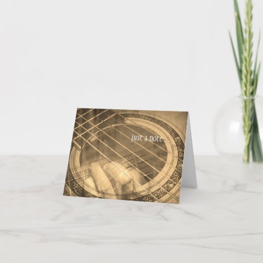 Sepia abstracte gitaar slechts een notitie begroet kaart (Voorkant)