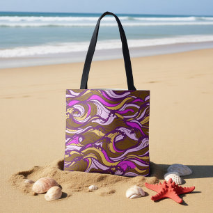Sepia Abstracte Kiezelboon Herhalend Patroon Tote Bag