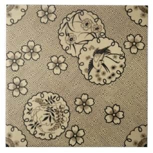 Sepia Aesthetisch Japans Stijl Antiek c1880 repro Tegeltje