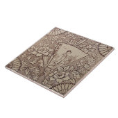 Sepia Aesthetisch Japans Stijl Antiek c1880 repro Tegeltje (Zijkant)