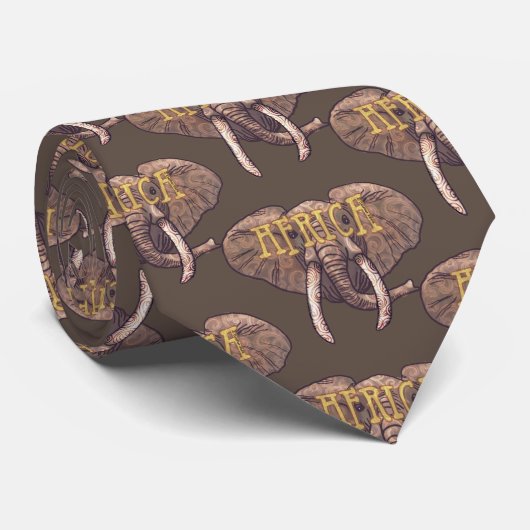 Sepia Afrika Olifant stropdas (Opgerold)