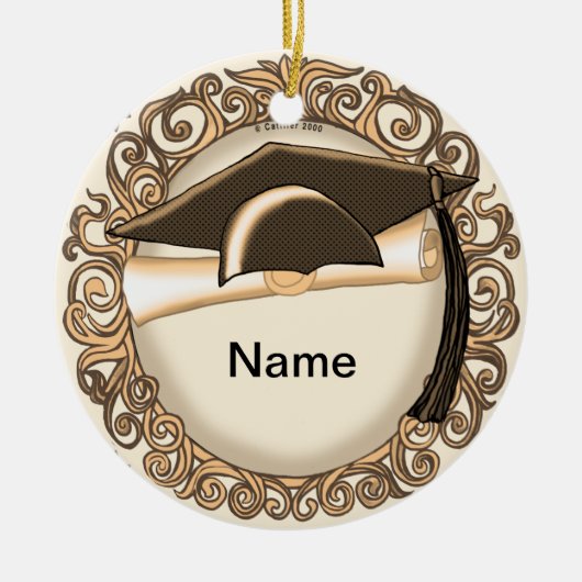 Sepia afstudeerhoed ornament (Voorkant)
