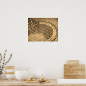 Sepia Akoestische Gitaar Geluid Gat Close-up Poster (Keuken)