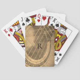 Sepia akoestische gitaar met monogram pokerkaarten