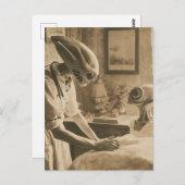  sepia aliens briefkaart (Voorkant / Achterkant)