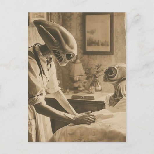  sepia aliens briefkaart (Voorkant)