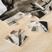 Sepia Amish paard en buggy Legpuzzel (Zijkant)