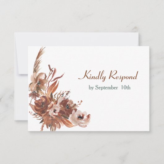 Sepia Autumn Floral Wedding RSVP (Voorkant)