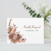 Sepia Autumn Floral Wedding RSVP (Staand voorkant)