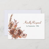 Sepia Autumn Floral Wedding RSVP (Voorkant / Achterkant)