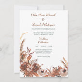 Sepia Autumn Floral Wedding Uitnodiging (Voorkant)