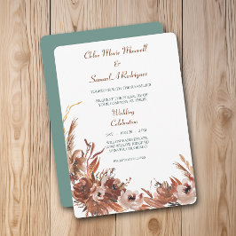 Sepia Autumn Floral Wedding Uitnodiging