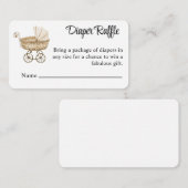  Sepia Baby Buggy Luier Raffle Informatiekaartje (Voorkant / Achterkant)