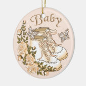Sepia Baby First Shoes Keramisch Ornament (Links)