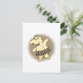 Sepia Ballerina Hippo met Tutu Briefkaart (Staand voorkant)