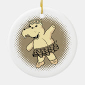 Sepia Ballerina Hippo met Tutu Keramisch Ornament (Achterkant)